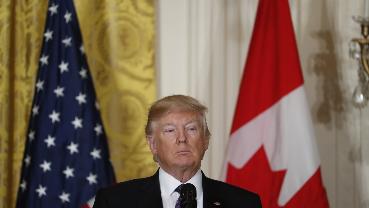 U.S. President Donald Trump listens during a joint news conference with Canadian Prime Minister Justin Trudeau (not pictured) in the East Room of the White House, Washington, U.S., Feb. 13, 2017.  (AP File Photo)