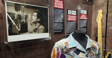 Items part of a 50-piece collection of objects related to American singer-songwriter Bob Dylan, belonging to music journalist Al Aronowitz (1928-2005), on display in Nashville, Tennessee, U.S., Jan. 15, 2025. (EPA Photo)