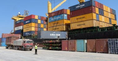 A ship transports empty containers at the seaport of Benghazi, Libya, Aug. 28, 2019. (Reuters Photo)