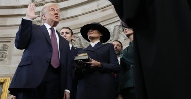U.S. President-elect Donald Trump takes the oath of office from U.S. Supreme Court Chief Justice John Roberts during inauguration ceremonies in the Rotunda of the U.S. Capitol in Washington, D.C., U.S., Jan. 20, 2025. (EPA Photo)