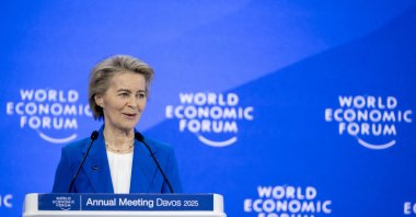 European Commission President Ursula von der Leyen addresses a session at the World Economic Forum (WEF) annual meeting, Davos, Switzerland, Jan. 21, 2025. (AFP Photo)