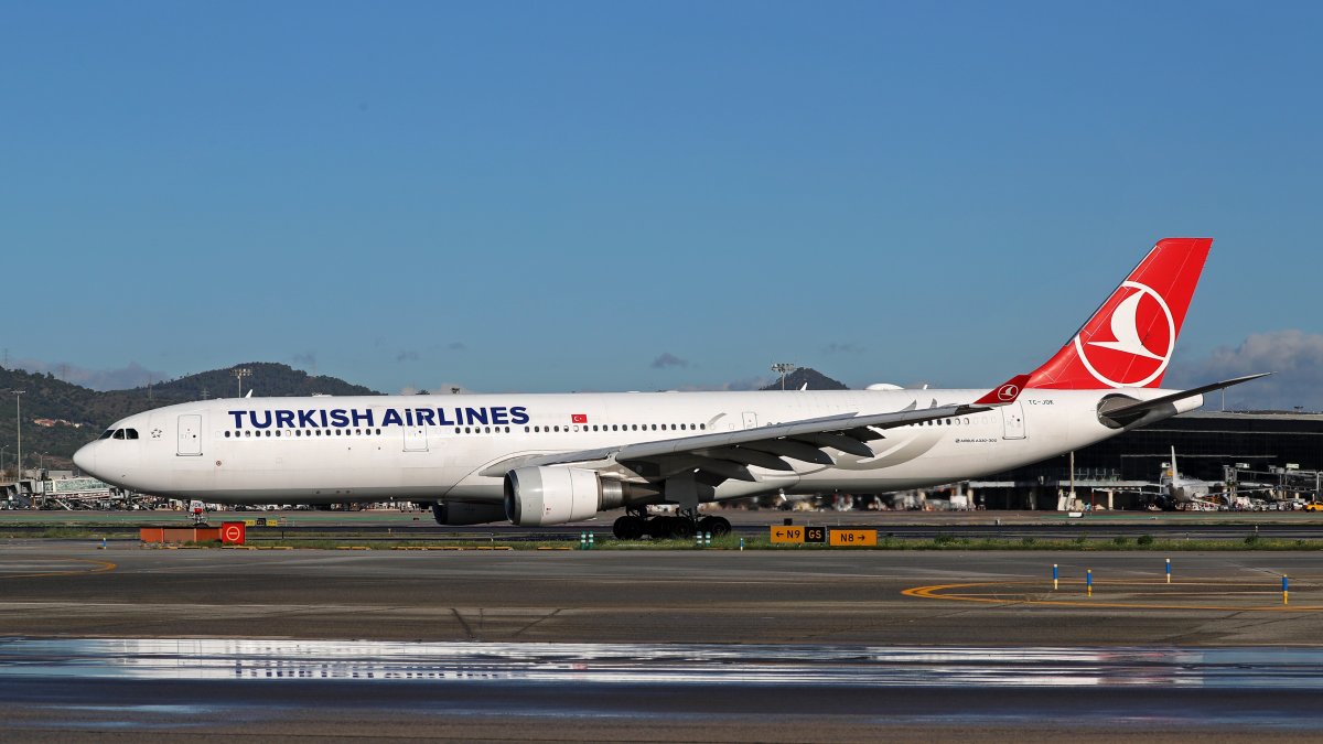 An Airbus A330-303 from Turkish Airlines is on the runway ready to take off from Barcelona airport, Barcelona, Spain, Oct. 8, 2024. (Reuters Photo)