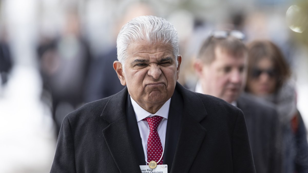 President of Panama Jose Raul Mulino Quintero reacts after a panel session at the World Economic Forum (WEF) in Davos, Switzerland, Jan. 22, 2025. (EPA Photo)