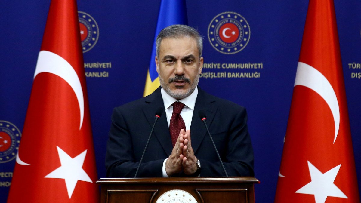 Foreign Minister Hakan Fidan speaks during a joint news conference with Sweden&#039;s Foreign Minister Maria Malmer Stenergard and Sweden&#039;s Minister of Justice Gunnar Strommer (both not pictured) in Ankara, Turkey, Jan. 21, 2025. (Reuters Photo)