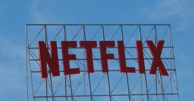 The Netflix logo is seen on top of their office building in Hollywood, California, U.S., March 2, 2022. (AFP Photo)