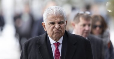 President of Panama Jose Raul Mulino Quintero reacts after a panel session at the World Economic Forum (WEF) in Davos, Switzerland, Jan. 22, 2025. (EPA Photo)