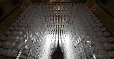 The work "Duo" by architect and artist Melek Zeynep Bulut was presented to art enthusiasts as part of the latest project at the London Design Festival, London, U.K., Oct. 28, 2024. (AA Photo)