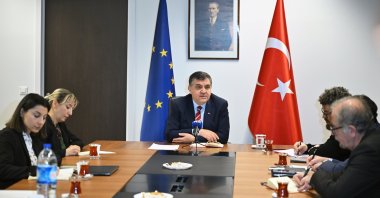 Ambassador Faruk Kaymakcı speaks to reporters in Ankara, Jan. 22, 2025. (AA Photo)