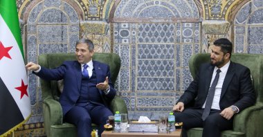 Justice and Development Party (AK Party) Deputy Chair Zafer Sırakaya (L) meets with Idlib Governor Mohammad Abdul Rahman, Idlib, Syria, Jan. 22, 2025. (AA Photo)