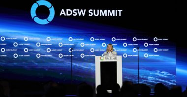 Italian Prime Minister Giorgia Meloni delivers a speech during the Abu Dhabi Sustainability Week (ADSW) as part of the World Future Energy Summit 2024 (WFES), Abu Dhabi, UAE, Jan. 15, 2025. (EPA Photo)