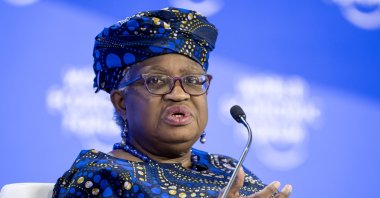 World Trade Organization (WTO) Director-General Ngozi Okonjo-Iweala speaks during the World Economic Forum (WEF) annual meeting in Davos, Switzerland, Jan. 21, 2025. (AFP Photo)