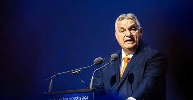 Hungarian Prime Minister Viktor Orban speaks during a conference on the country's presidency of the Council of the EU, Budapest, Hungary, Jan. 20, 2025. (Reuters Photo)