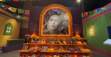 The &quot;Memorial Corner&quot; of the &quot;Diaries of Frida Kahlo&quot; exhibition at AKM, Istanbul, Türkiye, Jan. 23, 2025. (AA Photo)