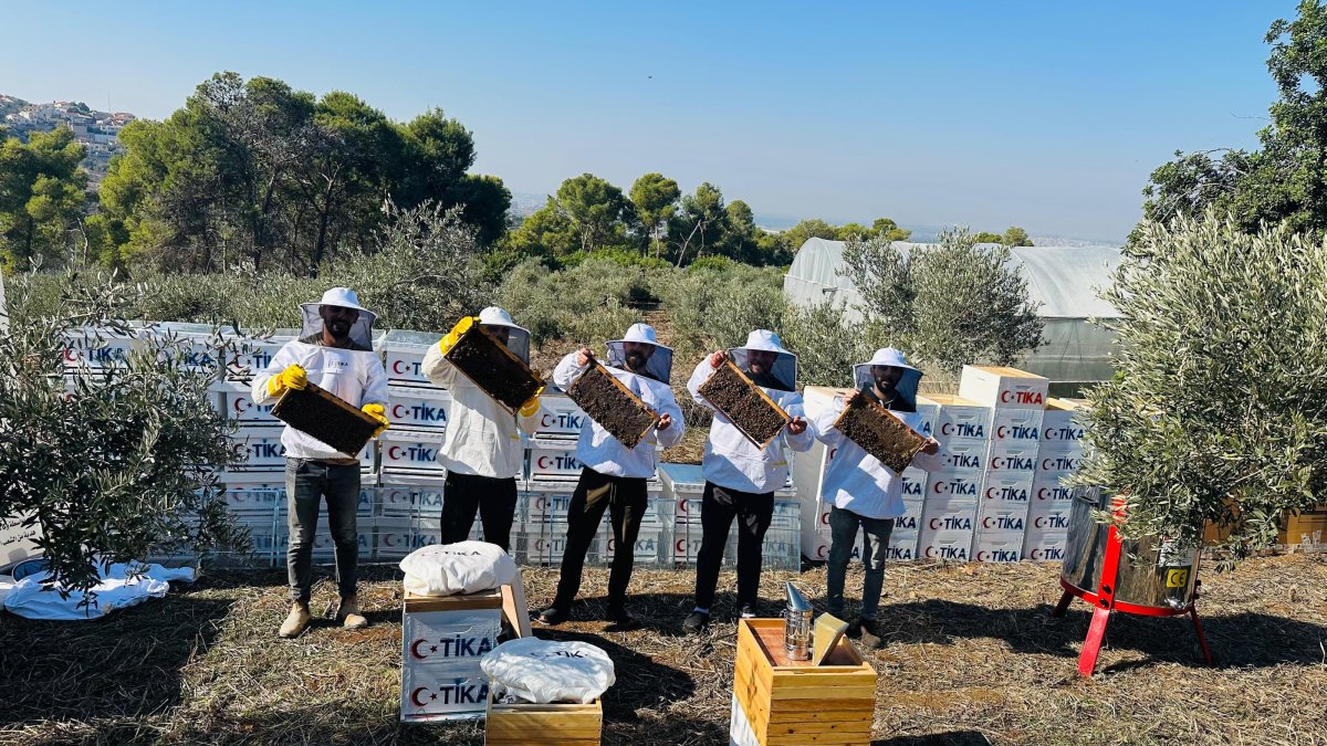 Beekeepers in Palestine participate in a program aimed at developing the beekeeping sector, Palestine, Jan. 27, 2025. (AA Photo)
