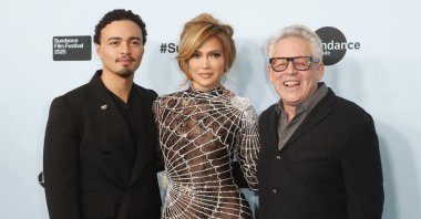 U.S. actor Tonatiuh (L), U.S. actor and singer Jennifer Lopez (C) and U.S. Director Bill Condon attend the 2025 Sundance Film Festival in Park City, Utah, U.S., Jan. 26, 2025. (EPA Photo)