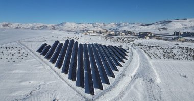 A solar power plant is seen in Bayburt province, northeastern Türkiye, Jan. 8, 2025. (AA Photo)