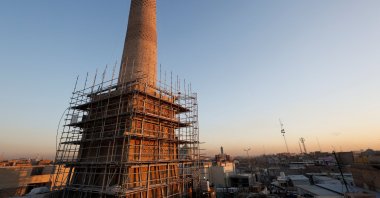 A view of the Al-Hadba Minaret on the Grand Al-Nuri Mosque, which was rebuilt after it was blown up by Daesh terrorists, Iraq, Jan. 9, 2025. (Reuters Photo)