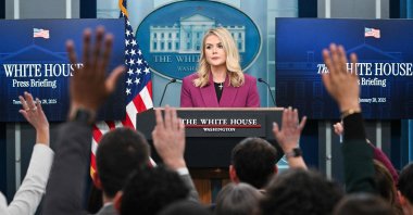 White House Press Secretary Karoline Leavitt takes questions during the daily briefing in the Brady Briefing Room of the White House in Washington, U.S., Jan. 28, 2025. (AFP Photo)