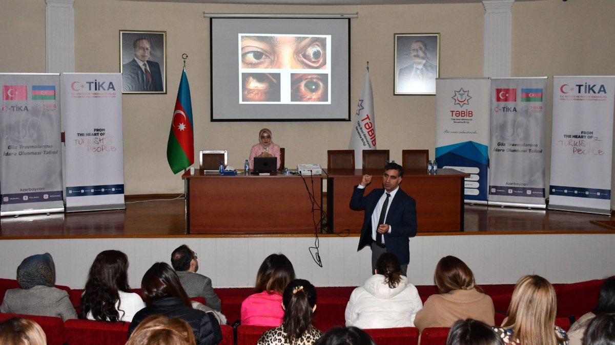 Health professionals attend a training program on the management of eye trauma at Baku Oil Workers&#039; Hospital, Baku, Azerbaijan, Jan. 28, 2024. (AA Photo)