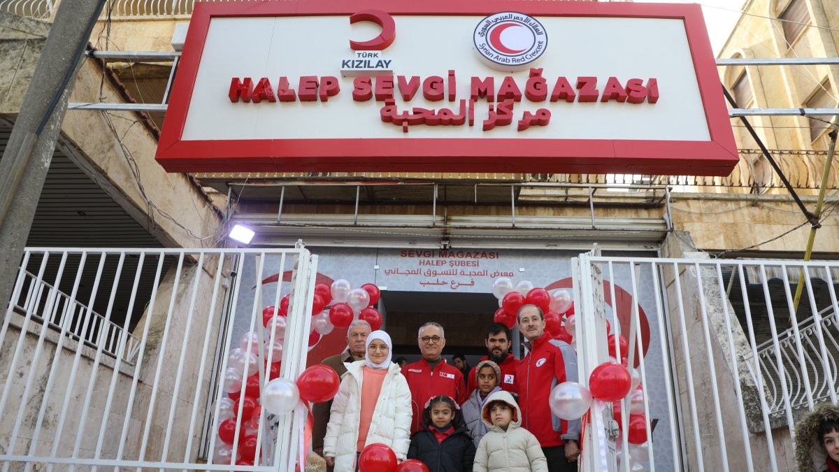The Turkish Red Crescent team attends the opening of a new aid center, Aleppo, Syria, Jan. 29, 2025. (AA Photo)