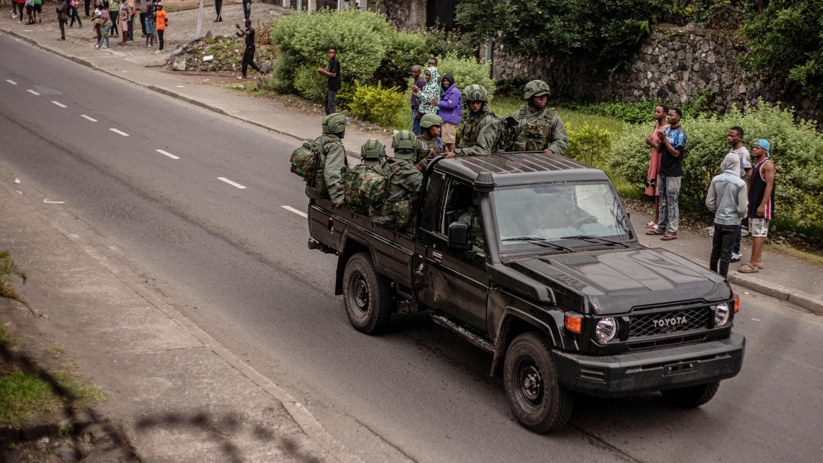 M23 rebels travel in a pickup truck through a street in Goma, DR Congo, Jan. 29, 2025. (AFP Photo)