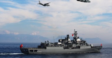 Turkish navy ships and air force planes take part in the Blue Homeland-Mavi Vatan 2025 military exercise in the Aegean, off the shores of the coastal town of Marmaris, Türkiye Jan. 9, 2025. (Reuters Photo)