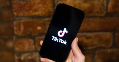 The TikTok logo is displayed on a phone in New York City, U.S., Jan. 17, 2025. (AFP Photo)