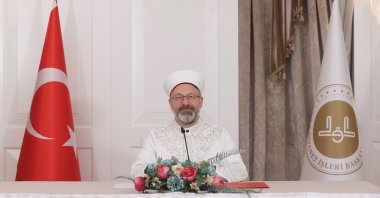 Ali Erbaş speaks at the "Al-Aqsa Support Conference" organized online by the World Assembly of Muslim Scholars, Istanbul, Türkiye, Jan. 27, 2025. (AA Photo)