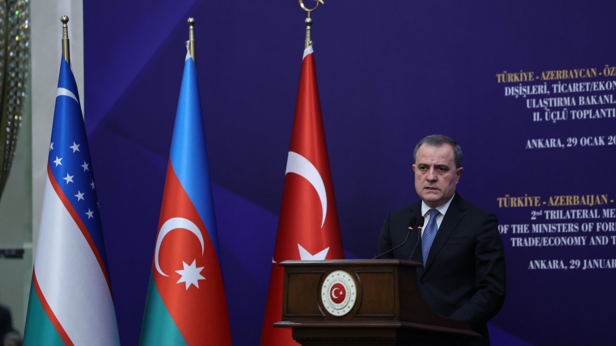 Azerbaijani Foreign Minister Jeyhun Bayramov said at a joint news conference, Ankara, Türkiye, Jan. 29, 2025. (AA Photo)