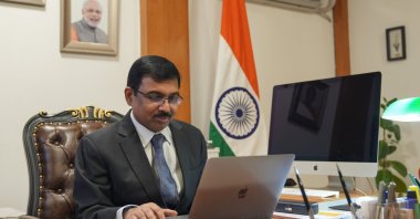 India&#039;s Ambassador to Ankara Muktesh Pardeshi at his office in Ankara, Türkiye, Jan. 6, 2025. (AA Photo)