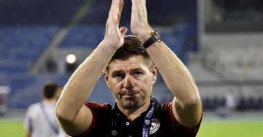 Al Ettifaq coach Steven Gerrard celebrates after a Saudi Pro League match against Al Tai, Dammam, Saudi Arabia, Sept. 21, 2023. (Reuters Photo)