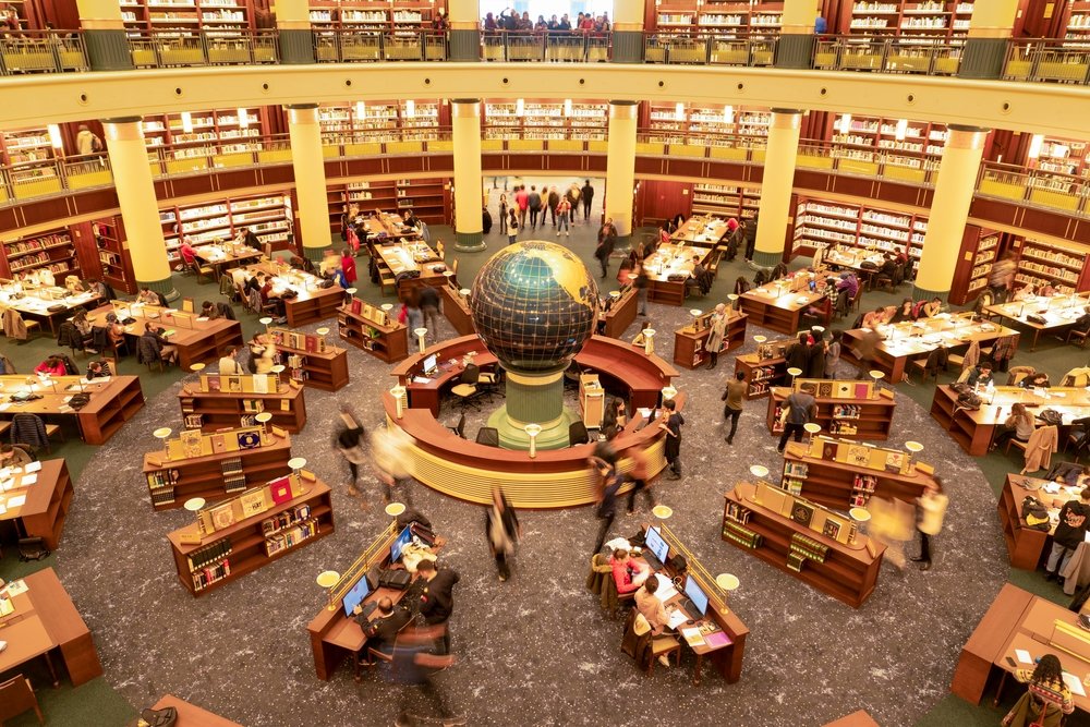 The Interior of the Presidential National Library, home to over 5 million books, Ankara, Türkiye Feb. 29, 2020, (Shutterstock Photo)
