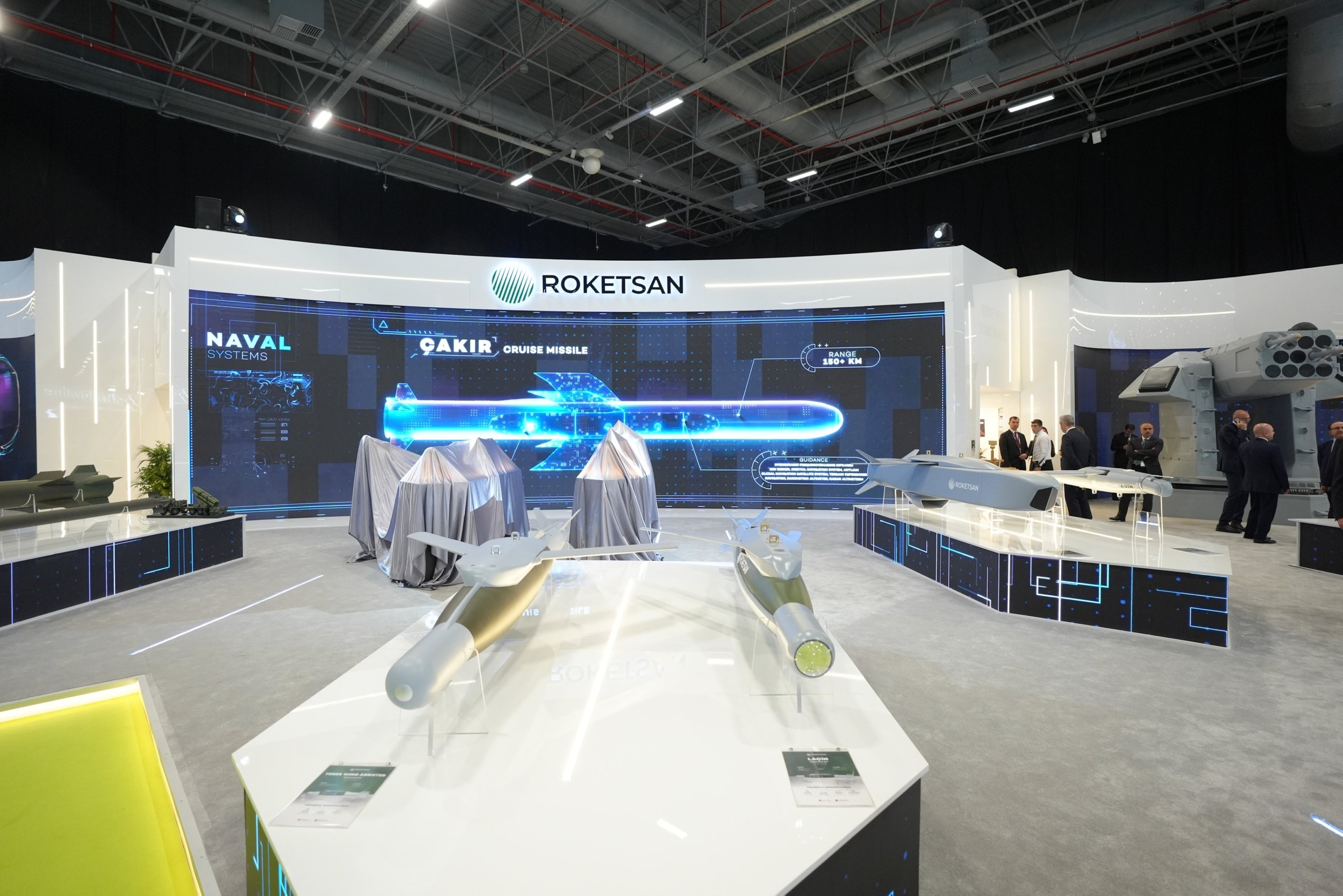 The Roketsan booth during the opening day of the SAHA EXPO 2024, an international defense and aerospace exhibition, Istanbul, Türkiye, Oct. 22, 2024. (AFP Photo)