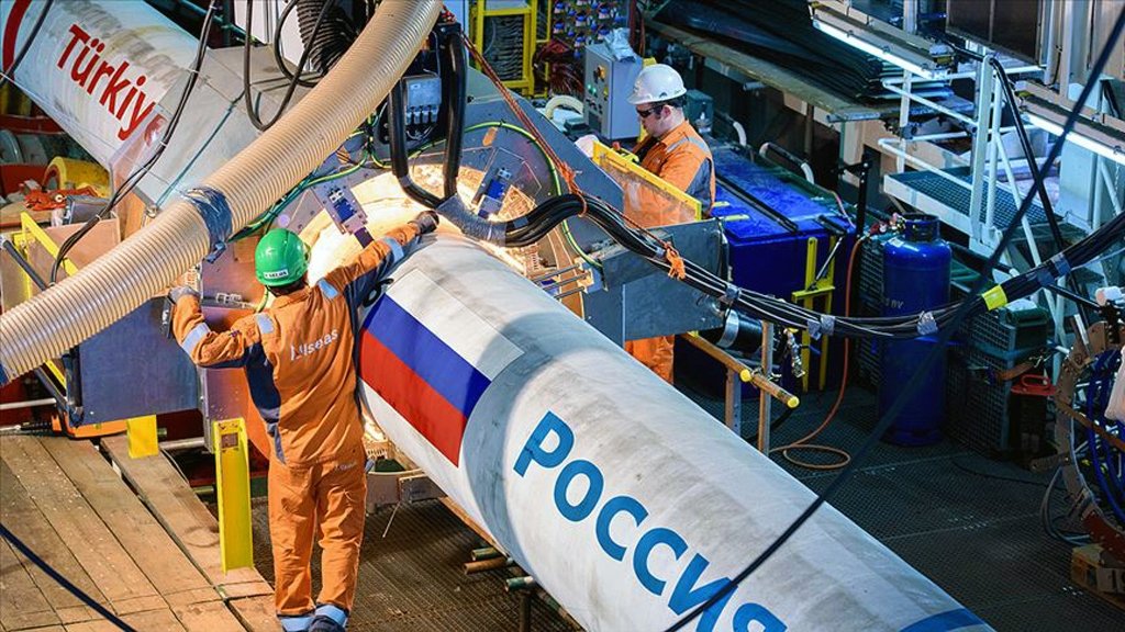 The TurkStream pipeline running between Russia and Türkiye is seen in this photo, Jan. 13, 2025. (DHA Photo)
