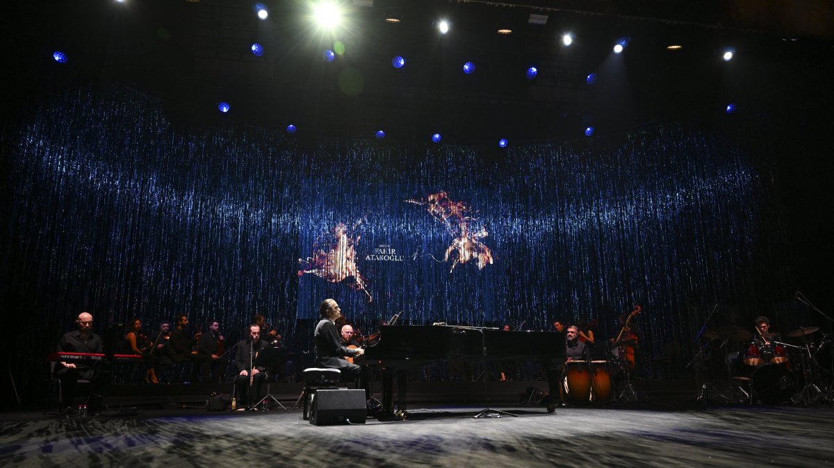 Fahir Atakoğlu and his orchestra performed in the premiere of &quot;Music: Fahir Atakoğlu&quot; at the Atatürk Cultural Center (AKM), Istanbul, Türkiye, Jan. 31, 2025. (AA Photo)