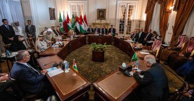 Foreign ministers of six Arab nations meet to discuss U.S. President Donald Trump&#039;s proposal for Egypt and Jordan to host Palestinians displaced from the Gaza Strip, in Cairo, Egypt, Feb. 1, 2025. (AFP Photo)