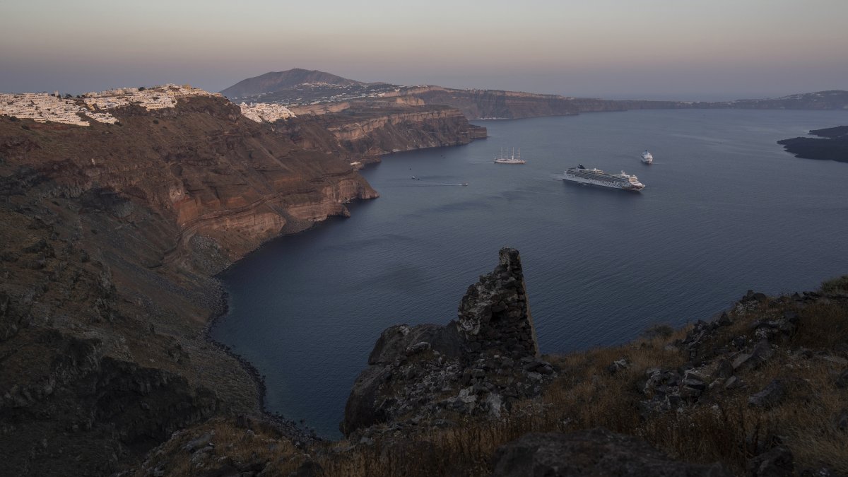A view of the island of Santorini, Greece, June 15, 2022. (AP Photo)