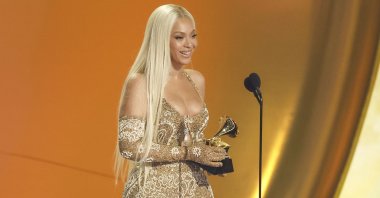 U.S. singer Beyonce accepts the Grammy for Best Country Album during the 67th annual Grammy Awards ceremony at Crypto.com Arena in Los Angeles, California, U.S., Feb. 2, 2025. (EPA Photo)
