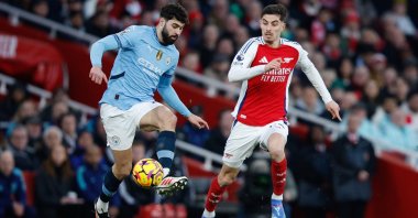 Kai Havertz of Arsenal (R) in action against Josko Gvardiol of Manchester City in a Premier League match, London, U.K., Feb. 2, 2025. (EPA Photo)
