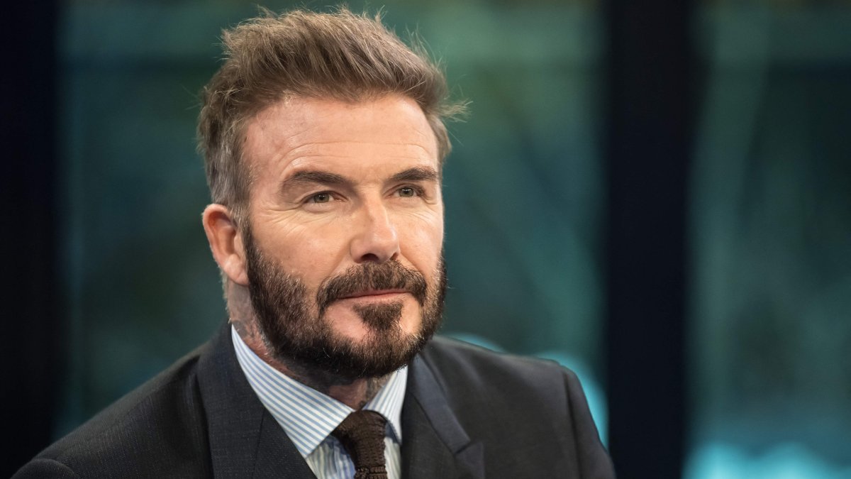 Former England&#039;s football player David Beckham attends a meeting in Davos, Switzerland, Jan. 21, 2025. (AFP Photo)