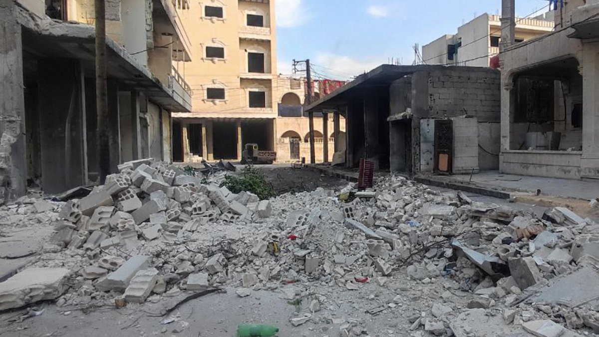 A view of the rubble in the aftermath of a terrorist attack, Manbij, Syria, Feb. 4, 2025. (AA Photo)
