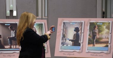 A visitor examines the "Journey of Emotions" exhibition, Ankara, Türkiye, Feb. 3, 2025. (AA Photo)