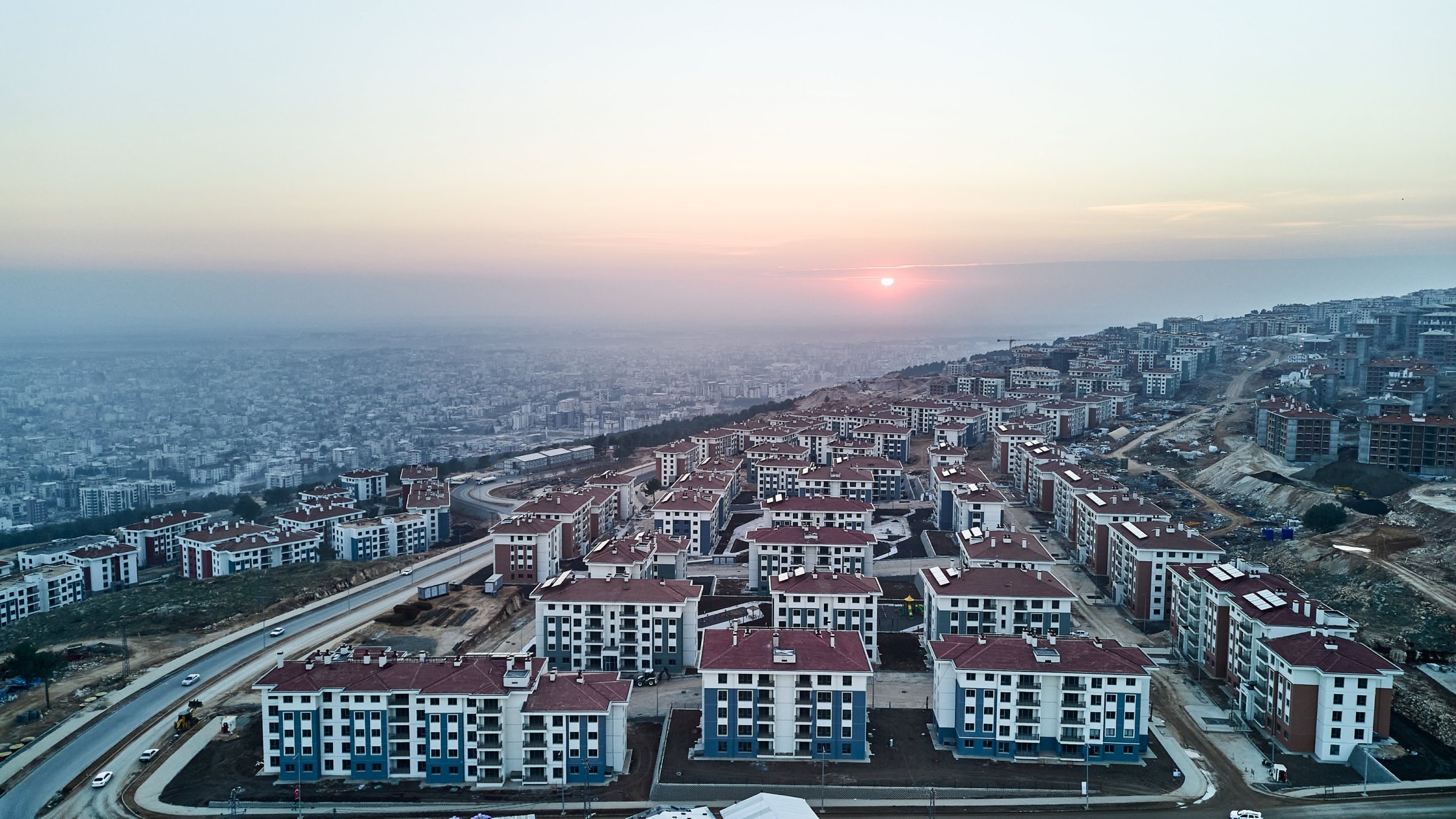 An aerial view of nearly completed residential buildings in Indere, Adıyaman, Türkiye, Jan. 12, 2025. (AA Photo)