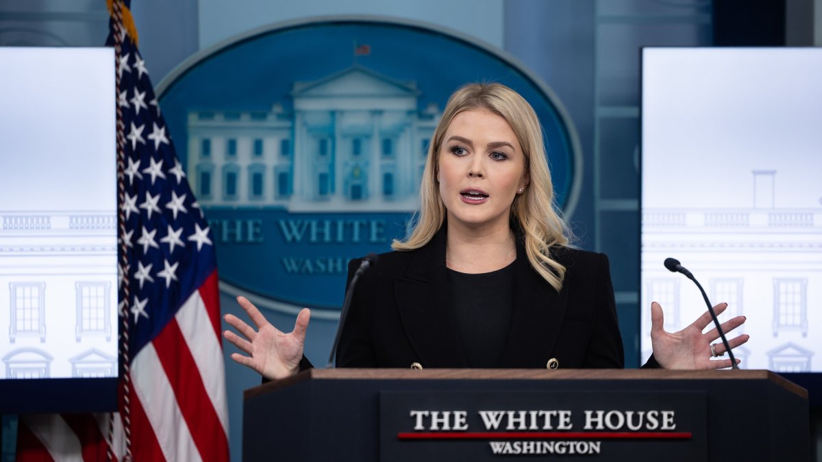 White House Press Secretary Karoline Leavitt speaks during a press briefing in the briefing room of the White House in Washington, D.C., Feb. 5, 2025. (EPA Photo)
