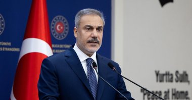 Foreign Minister Hakan Fidan speaks at a news conference in the capital, Ankara, Türkiye, Feb. 4, 2025. (DHA Photo)