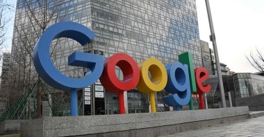 The Google logo is seen outside a building housing Google offices in Beijing, China, Feb. 4, 2025. (AFP Photo)