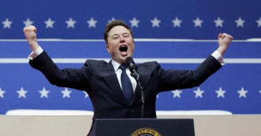 SpaceX CEO Elon Musk speaks during a rally on the inauguration day of U.S. President Donald Trump&#039;s second term, inside Capital One, Washington, U.S., Jan. 20, 2025. (Reuters Photo)