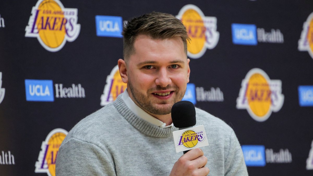 NBA basketball player Luka Doncic attends his first press conference after being traded from Dallas Mavericks to Los Angeles Lakers, at the UCLA Health Training Center, El Segundo, California, U.S., Feb. 4, 2025. (Reuters Photo)