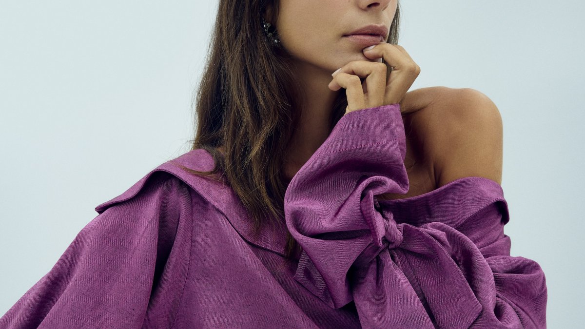 A model poses in the "Grace Shirt" from the Donne collection. (Courtesy of Idil Demirel)