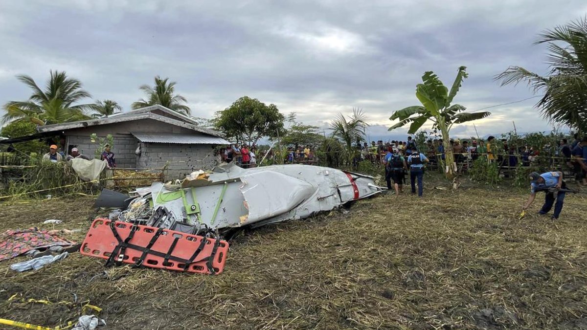 Wreckage of a U.S. military-contracted plane after it crashed in a rice field in Maguindanao del Sur province, southern Philippines, Feb. 6, 2025. (AP Photo)